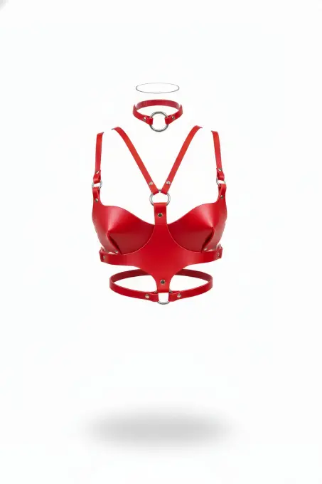 Kırmızı Kadın Kemer Deri Vücut Korse Halka Detaylı - APFT1296 - 1