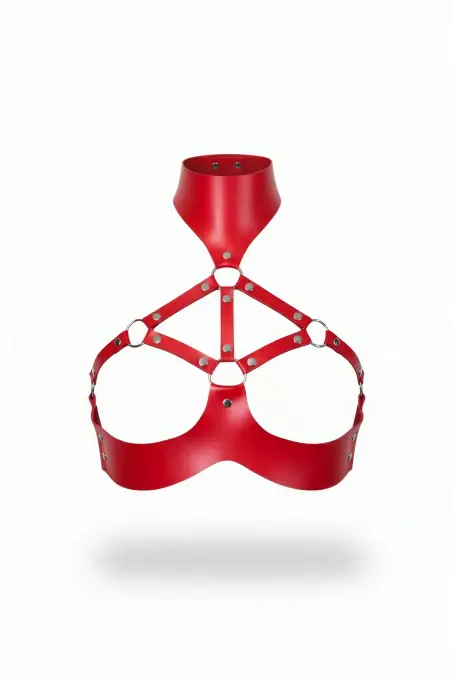 Kırmızı Kadın Kemer Deri Yaka Detaylı Vücut Aksesuarı - APFT1237 - 1