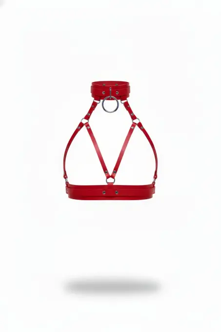 Kırmızı Kadın Kemer Deri Yaka Detaylı Vücut Aksesuarı - APFT841 - 1