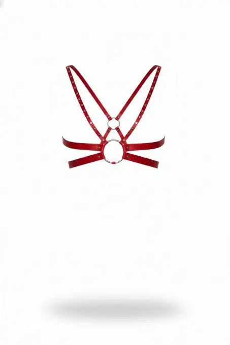 Kırmızı Kadın Kemer Deri Zımba Detaylı Vücut Aksesuarı - APFT884 - 1