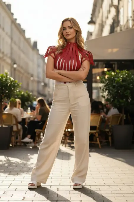 Kırmızı Kadın Kemer Deri Zımbalı Korse Detaylı - APFT1257 - 3