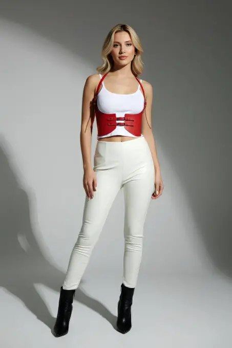 Kırmızı Kadın Kemer Geniş Korse Tokalı Bel Aksesuarı - APFT605 - 1