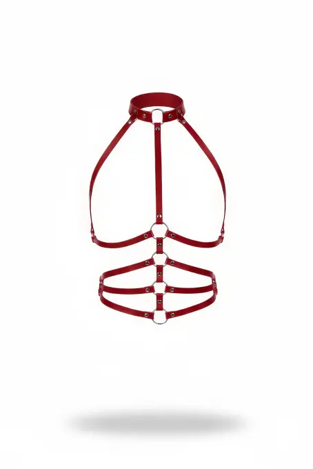 Kırmızı Kadın Kemer Halka Detaylı Çok Bantlı Vücut Aksesuarı - APFT749 - 1
