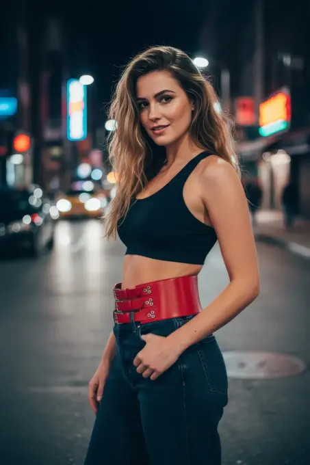 Kırmızı Kadın Kemer Kalın Üç Tokalı Bel Aksesuarı - APFT827 - 3