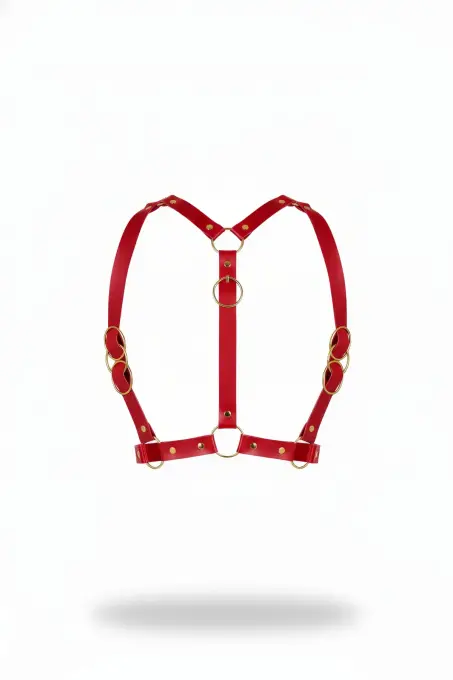 Kırmızı Kadın Kemer Metal Halka Detaylı Deri Vücut Kemeri - APFT933 - 1