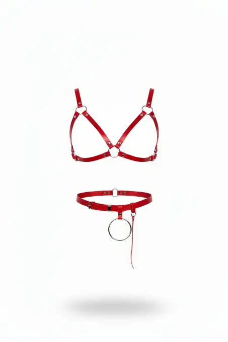 Kırmızı Kadın Kemer Metal Halka Detaylı Suni Deri Bel Aksesuarı - APFT651 - 1