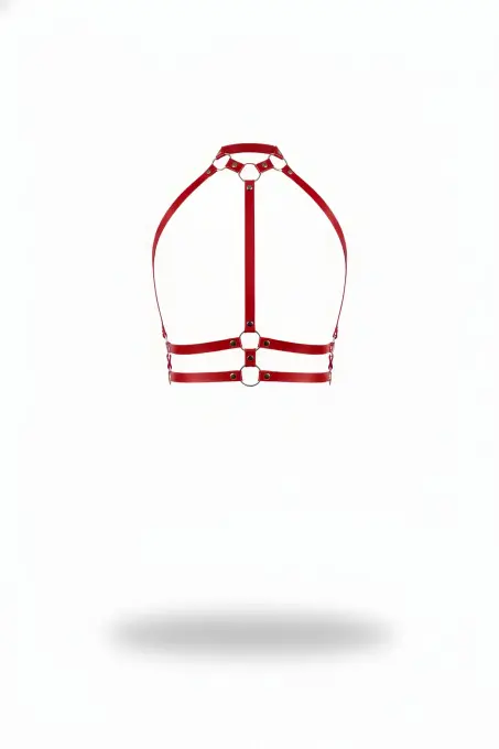 Kırmızı Kadın Kemer O Halka Detaylı Suni Deri Vücut Aksesuarı - APFT545 - 1