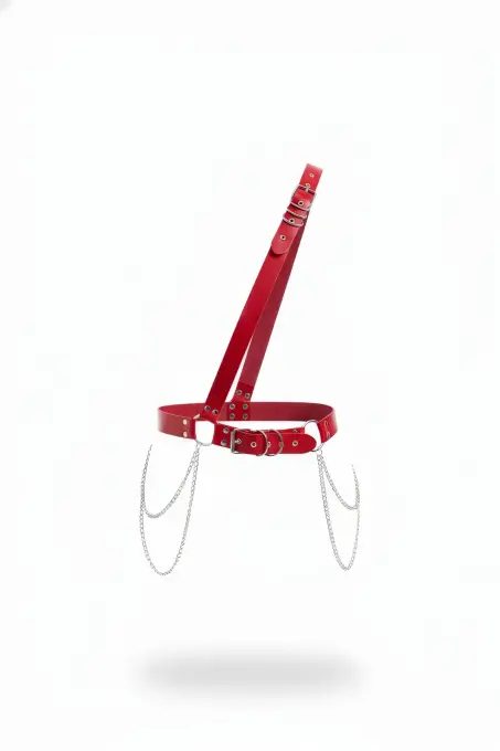 Kırmızı Kadın Kemer Suni Deri Omuz Detaylı Kemer - APFT813 - 1