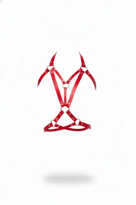 Kırmızı Kadın Kemer Vücut Aksesuarı Metal Halka Detaylı - APFT744 - 1