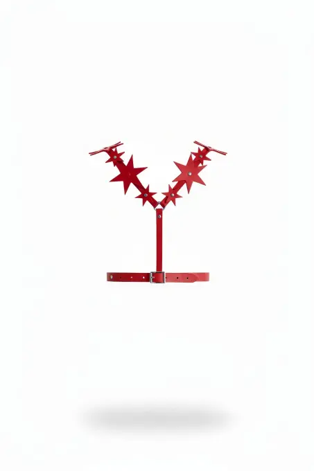 Kırmızı Kadın Kemer Yıldız Detaylı Vücut Aksesuarı - APFT634 - 1