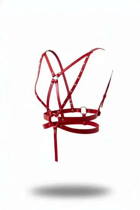 Kırmızı Kadın Kemer Zımbalı Çapraz Vücut Aksesuarı - APFT909 - 1