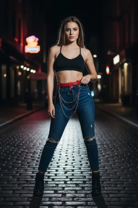 Kırmızı Kadın Kemer Zincir Detaylı Bel Aksesuarı - APFT484 - 3