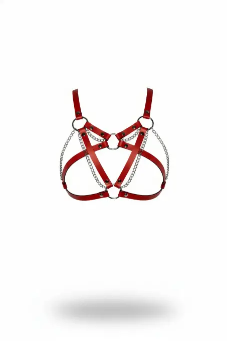 Kırmızı Kadın Kemer Zincir Detaylı Halka Aksesuarı - APFT741 - 1