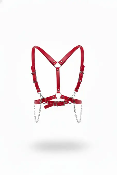 Kırmızı Kadın Kemer Zincir Detaylı Vücut Aksesuarı - APFT810 - 1