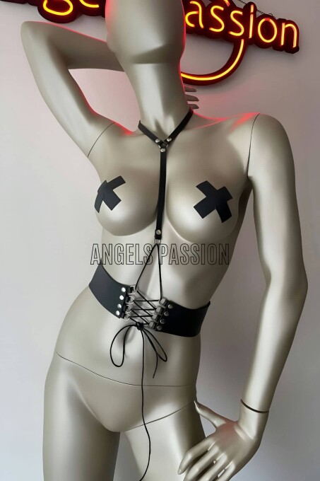 Klipsli Deri Korse Harness - Deri Korse Elbise - APFT594 - 1