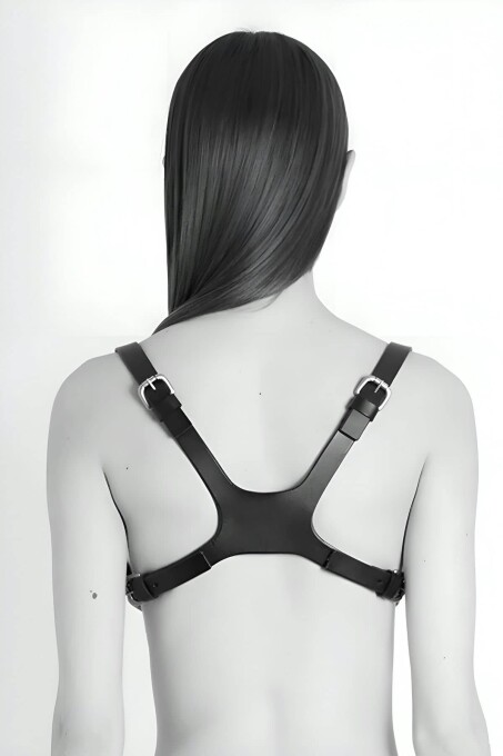 Kurukafa Tasarımlı Giysi Üzeri Giyilebilir Fantazi Seksi Deri Body Harness - APFT1153 - 2