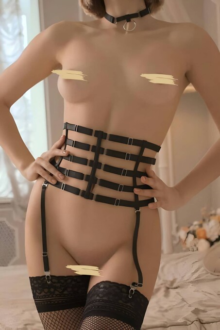 Lastik Bel Korse Harness, Fantazi İç Giyim Harness - APFT831 - 1