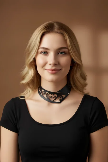 Lazer Kesim 2 parça Şık Deri Choker, Deri Kolye - APFT1423 - 1