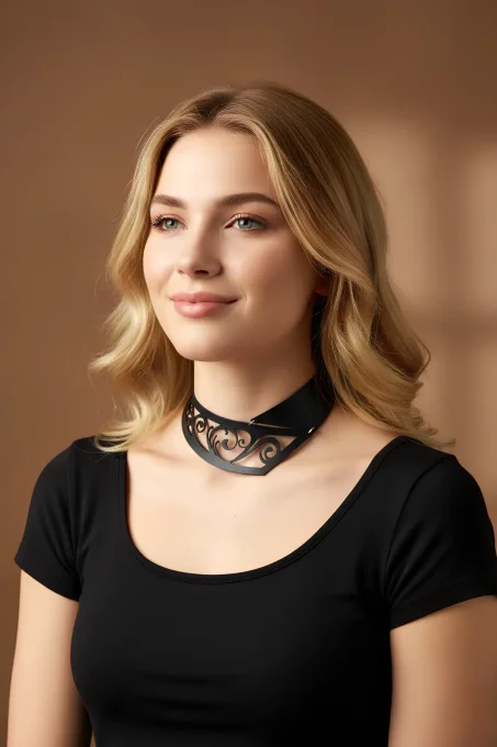 Lazer Kesim 2 parça Şık Deri Choker, Deri Kolye - APFT1423 - 2