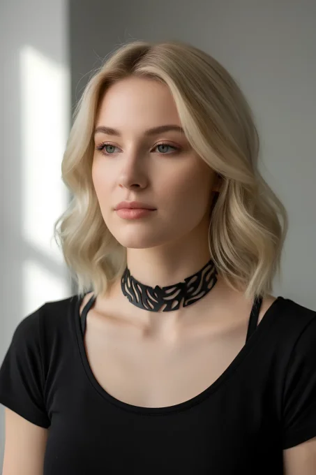 Lazer Kesim Deri Choker, Deri Kolye - APFT1422 - 2