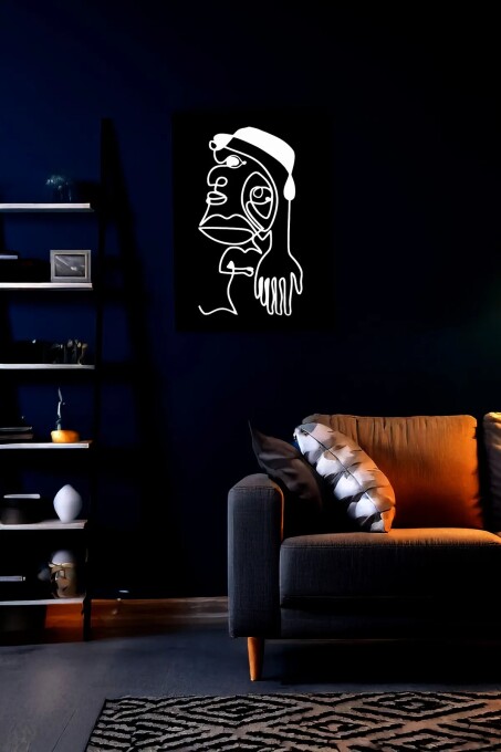 Minimalist Tek Çizgi Sanatı, Reflektörlü Deri Duvar Dekoru - 1