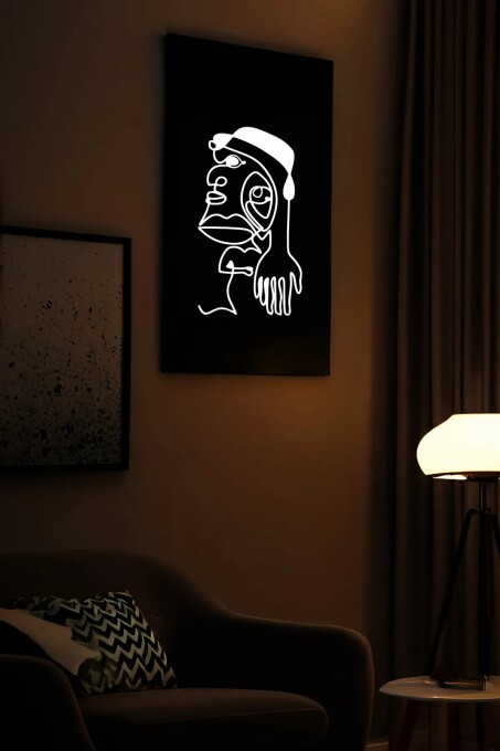 Minimalist Tek Çizgi Sanatı, Reflektörlü Deri Duvar Dekoru - 3