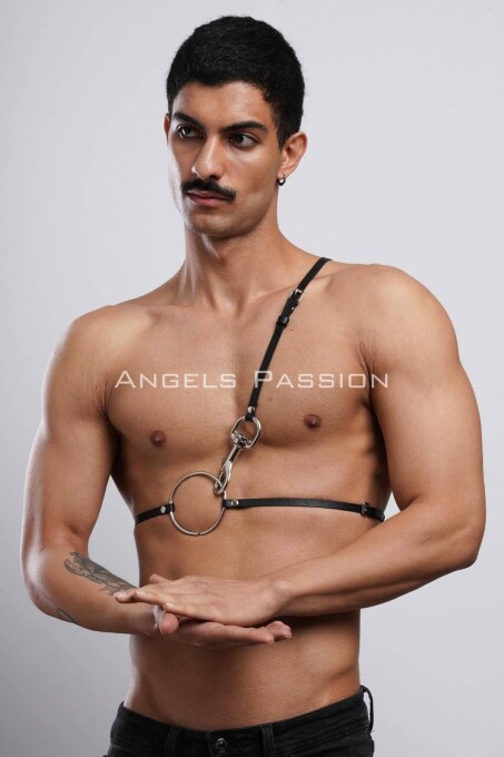 Omuz Detaylı Erkek Deri Göğüs Harness, Gömlek Kemeri - APFTM110 - 4