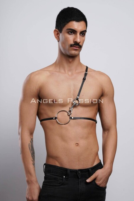 Omuz Detaylı Erkek Deri Göğüs Harness, Gömlek Kemeri - APFTM110 - 6