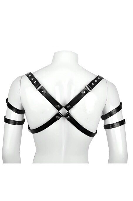 Omuz ve Kol Detaylı Şık Deri Erkek Harness, Erkek Club Giyim - APFTM164 - 2