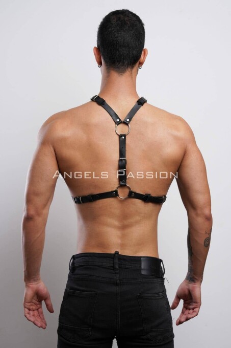 Perçin Detaylı Erkek Göğüs Harness, Erkek Parti Aksesuar - APFTM108 - 5