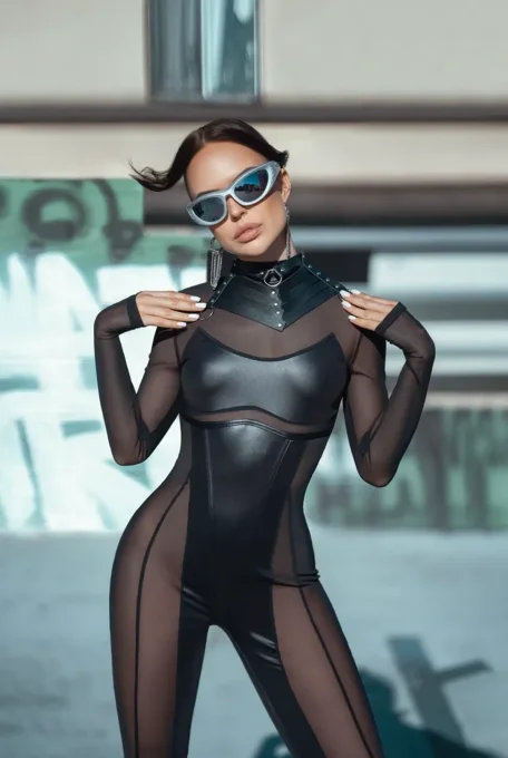 Piramit Desen Lazer Kesim Deri Choker, Şık Deri Kolye - APFT1422 - 1