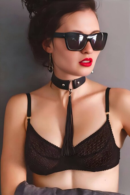 Püsküllü Deri Tasma, Deri Choker, Püskül Detaylık Şık Choker - APFT1236 - 1