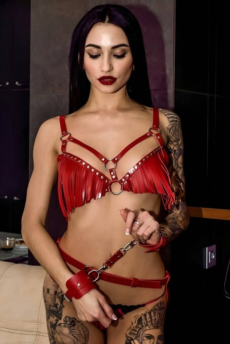 Püsküllü Göğüs ve Popadan Baglamalı Kelepçe Takım - APFT896 - 5