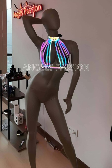 Rainbow Reflektörlü Seksi Harness Büstiyer - APFT551 - 4