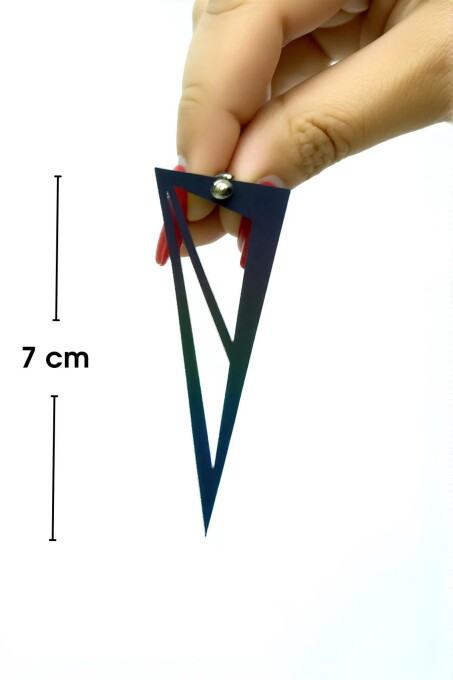 Rainbow Reflektörlü Üçgen Küpe, Şık Lazer Kesim Küpe - APBJ002 - 3