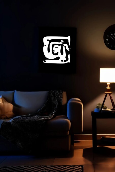 Reflektörlü Deri Kübizm Soyut Yüz Tablo, Karanlıkta Yansıyan Şık Tablo - 4