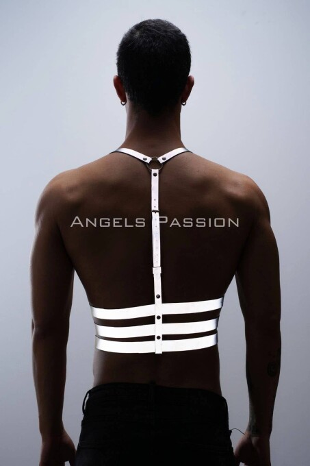 Reflektörlü (Karanlıkta Parlayan) Erkek Göğüs Harness, Parti Aksesuar, Clubwear - APFTM17 - 7