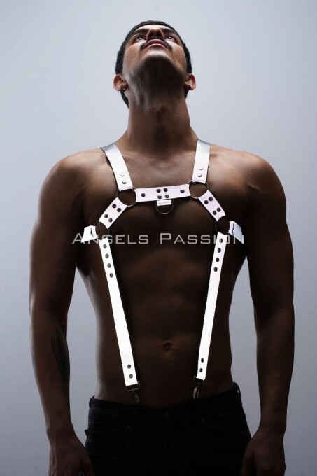 Reflektörlü (Karanlıkta Parlayan) Erkek Göğüs Harness, Reflektörlü Pantolon Askısı, Clubwear - APFTM23 - 3