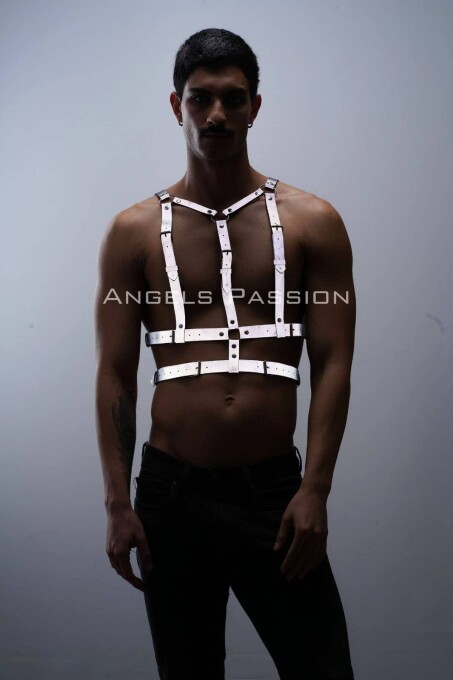 Reflektörlü (Karanlıkta Parlayan) Göğüs Harness, Clubwear, Tarz Erkek Vücut Aksesuar - APFTM40 - 1