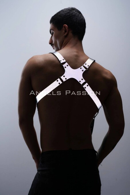 Reflektörlü (Karanlıkta Parlayan) Göğüs Harness, Erkek Pantolon Askısı, Reflektörlü Clubwear - APFTM160 - 5
