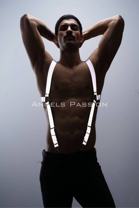 Reflektörlü (Karanlıkta Parlayan) Göğüs Harness, Erkek Pantolon Askısı, Reflektörlü Clubwear - APFTM160 - 1