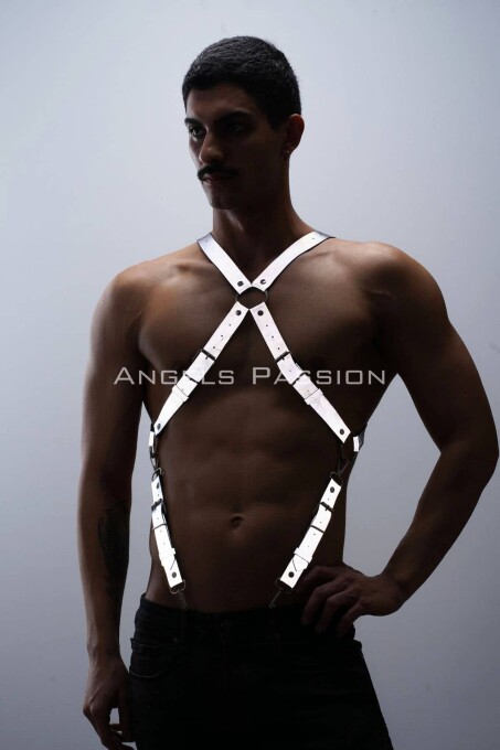 Reflektörlü (Karanlıkta Parlayan) Pantolon Askısı, Reflektörlü Clubwear, Göğüs Harness - APFTM84 - 5
