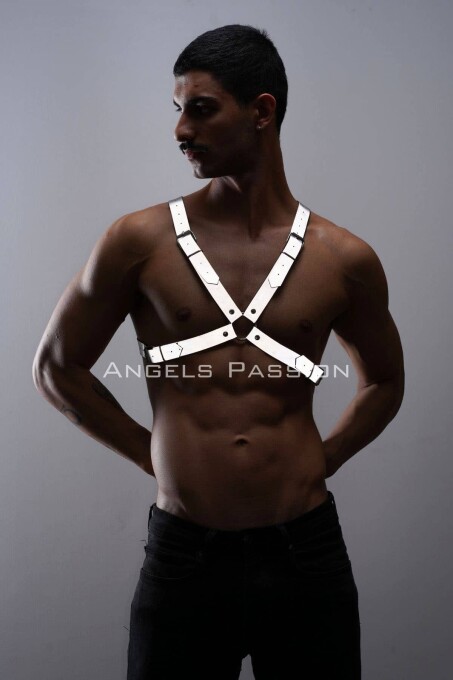 Reflektörlü (Karanlıkta Yansıyan) Erkek Göğüs Harness, Erkek Parti Giyim - APFTM43 - 1