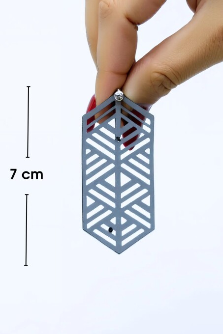 Beyaz Reflektörlü Modern Geometrik Küpe, Şık Lazer Kesim Küpe - APBJ015 - 2