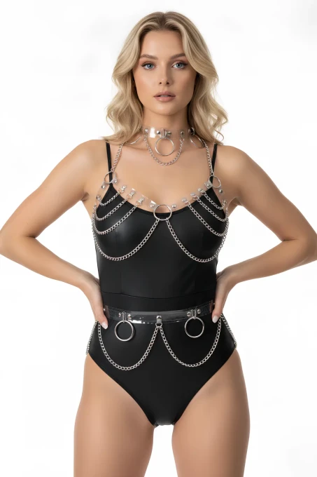 Şeffaf Zincirli Şık Harness Takım - 1