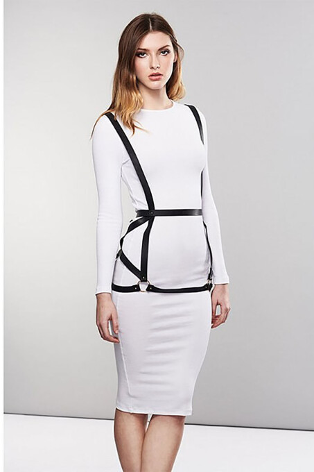 Seksi Deri Elbise Üzeri Deri Harness - APFT1390 - 3