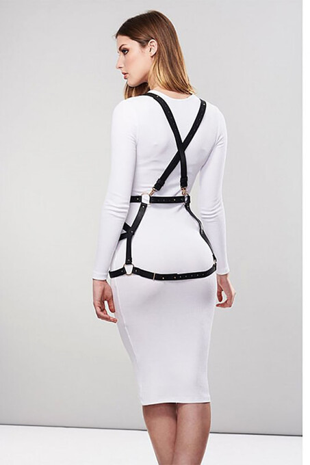 Seksi Deri Elbise Üzeri Deri Harness - APFT1390 - 4