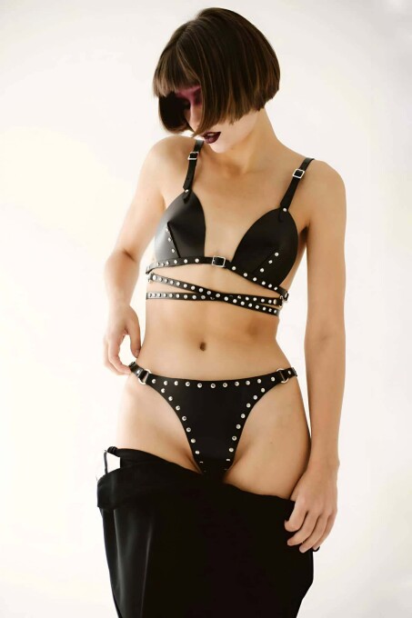 Seksi Deri Göğüs Ve Külot Harness - APFT849 - 1