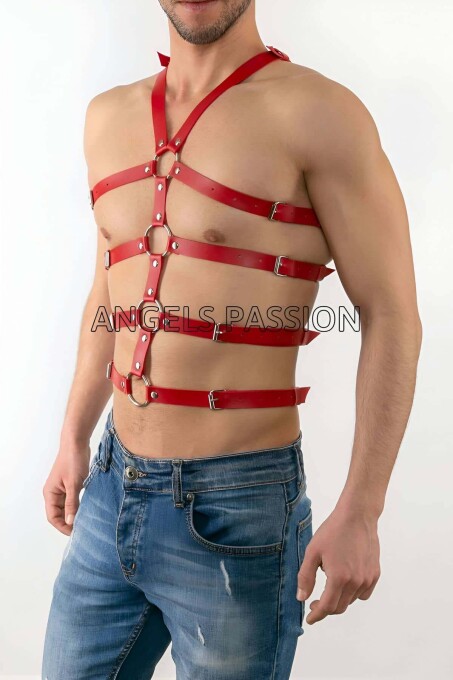 Seksi Erkek Body Harness, Deri Erkek Body Harness - APFTM54 - 3