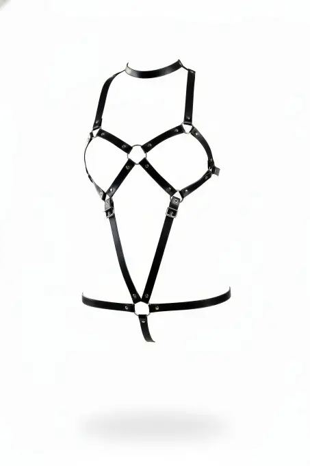 Siyah Body Harness Choker Yaka O Halka Detaylı - APFT312 - 1